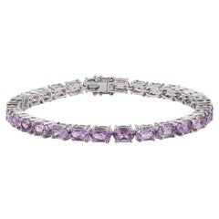 Silvorra Classic Oval Cut Lavender Amethyst Tennis Bracelet in Sterling Silver