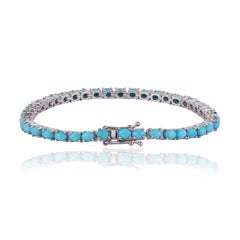 Bracelet tennis Silvorra Classic en turquoise taille ovale, en argent sterling 925