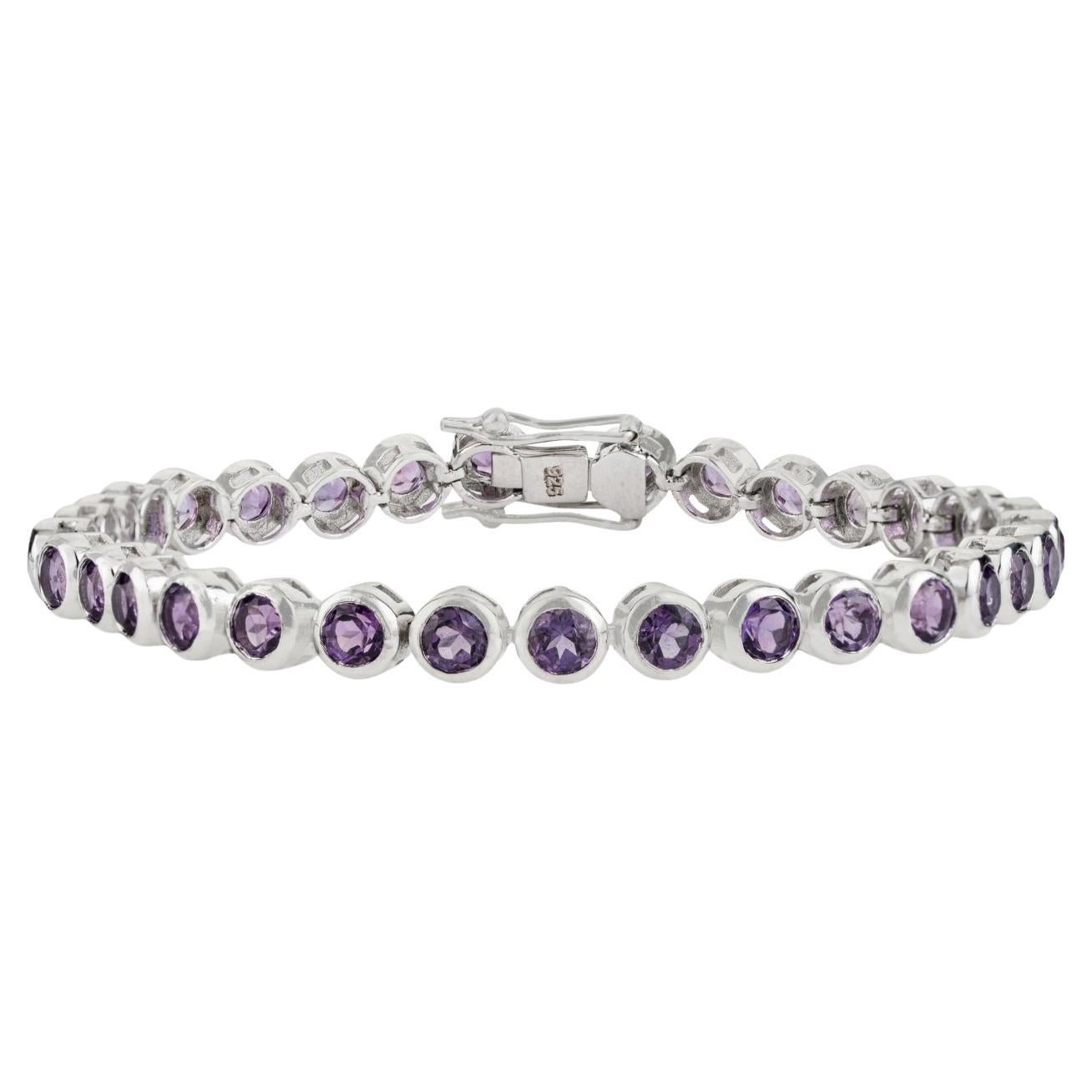 Silvorra Classic Purple Amethyst 8.42ct Line Bracelet in Sterling Silver for Her
