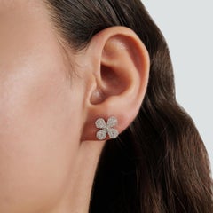 Silvorra Clover Flower Round Cut Moissanite Stud Earrings in 925 Sterling Silver