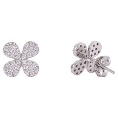 Silvorra Clover Flower Round Cut Moissanite Stud Earrings in 925 Sterling Silver