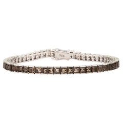 Silvorra Contemporary Smoky Topaz November Birthstone Tennis Bracelet for Women