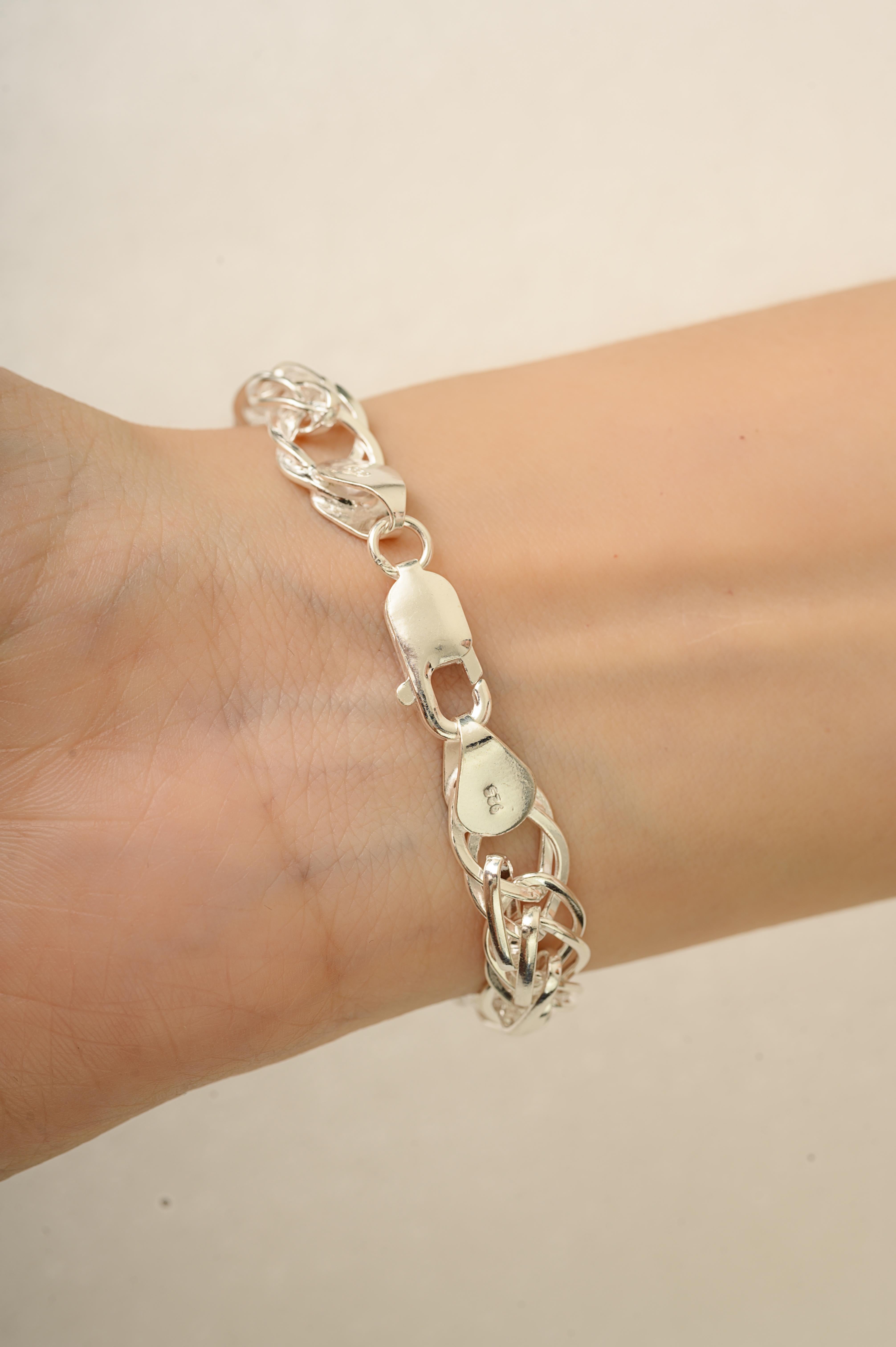 da uomo o donna Bracciale unisex Silvorra Curb Chain 9 Inch in argento 925 per il regalo del Ringraziamento in vendita
