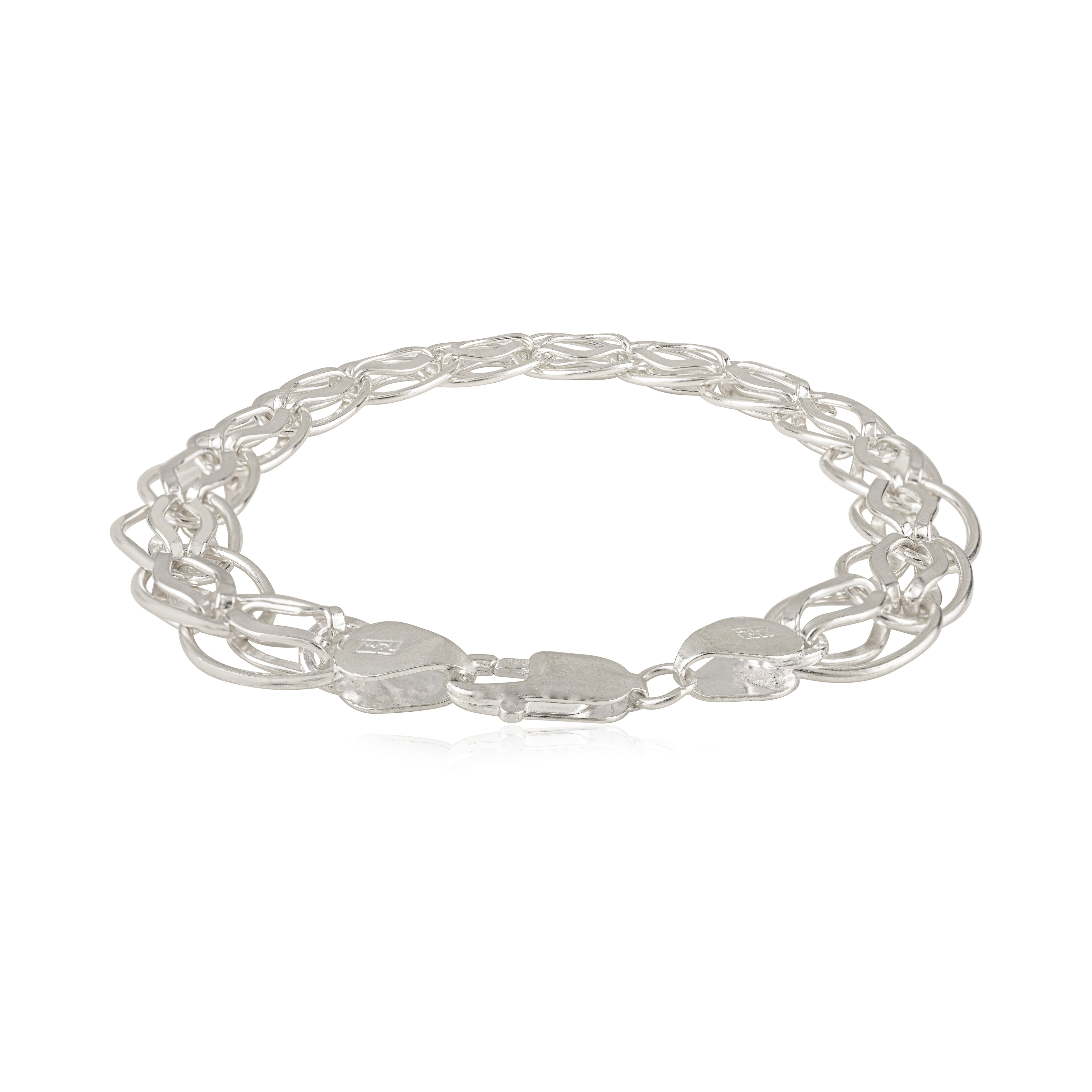 Bracciale unisex Silvorra Curb Chain 9 Inch in argento 925 per il regalo del Ringraziamento in vendita 1