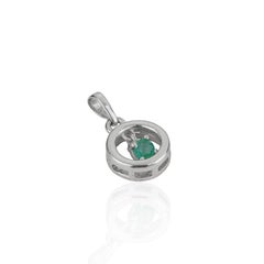 Silvorra Pendentif cercle ouvert en argent 925 avec émeraude flottante Bijoux fins