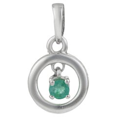 Silvorra Pendentif cercle ouvert en argent 925 avec émeraude flottante Bijoux fins