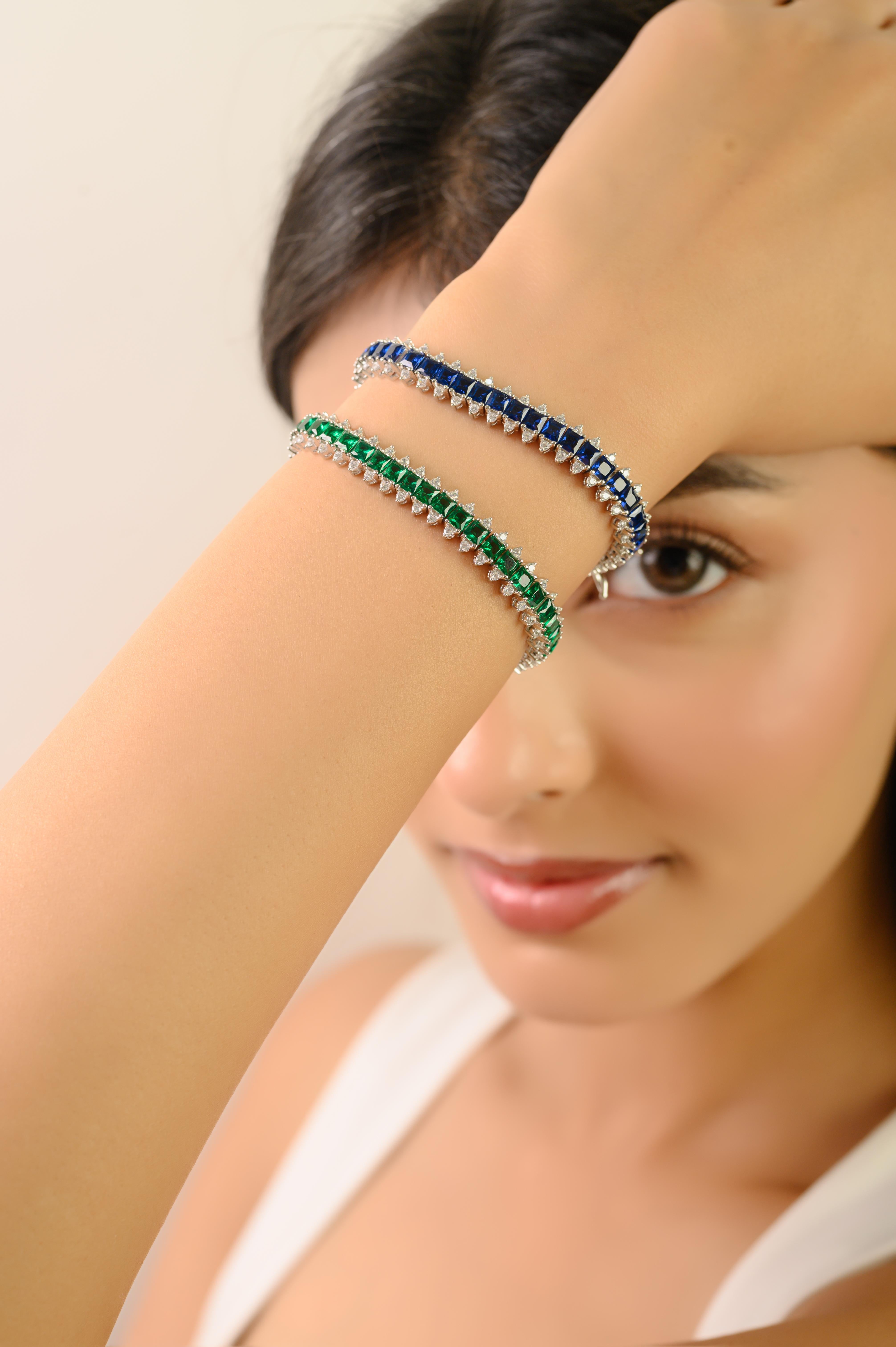 Silvorra Deslumbrante Pulsera de Circonitas Azules y Blancas en Plata de Ley 925 en venta 4