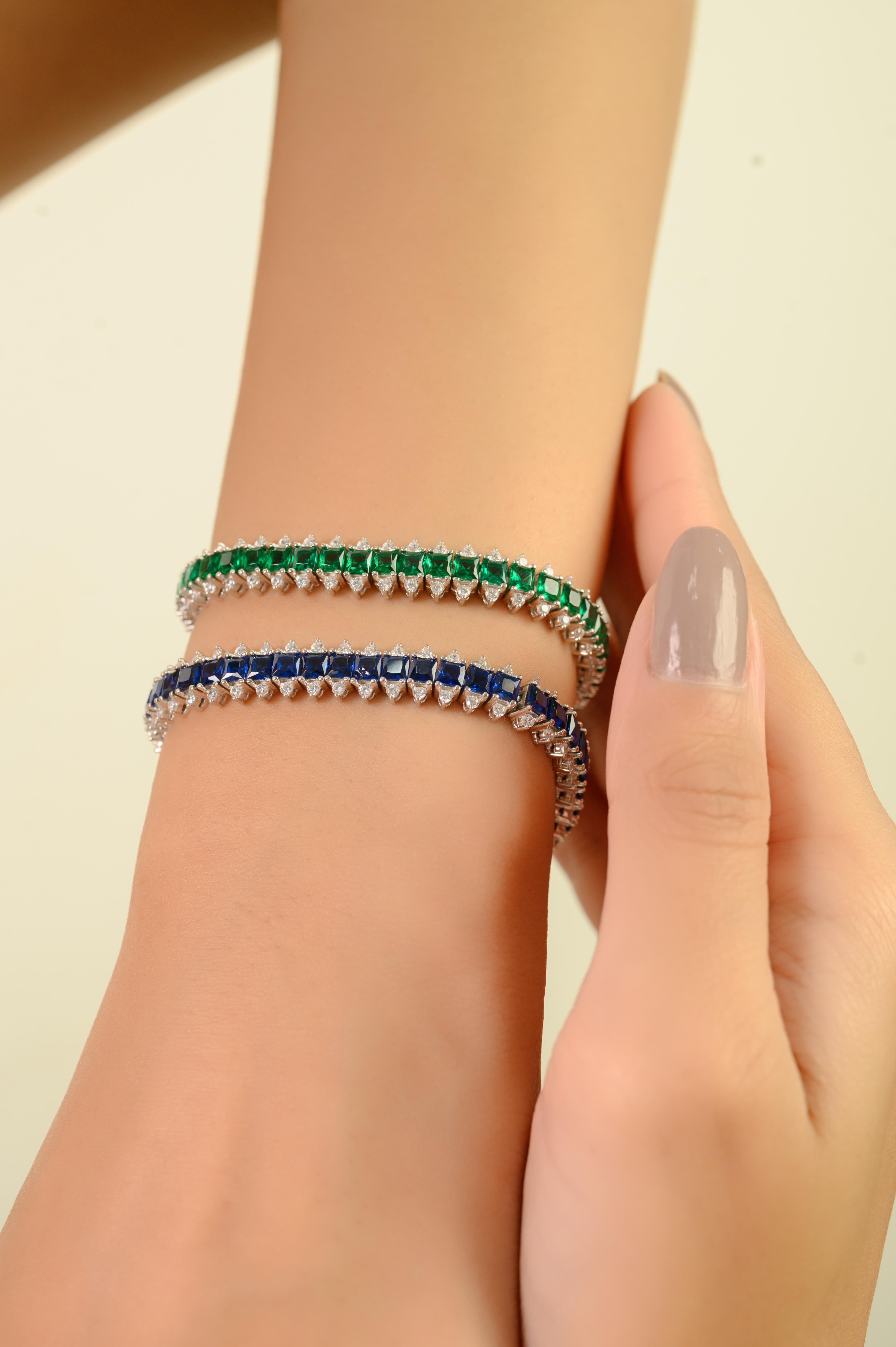 Silvorra Deslumbrante Pulsera de Circonitas Azules y Blancas en Plata de Ley 925 en venta 5