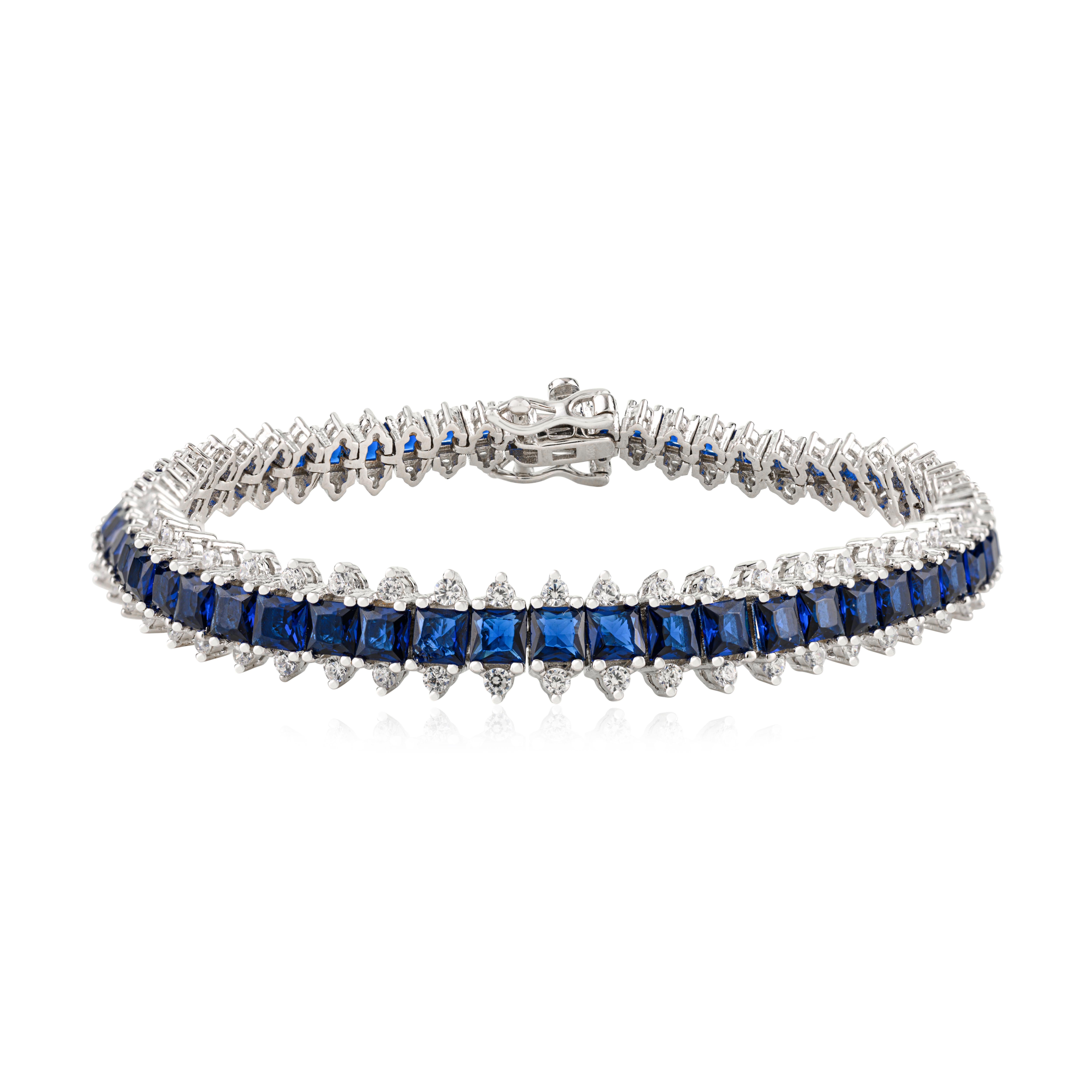 Silvorra Deslumbrante Pulsera de Circonitas Azules y Blancas en Plata de Ley 925 en venta 1