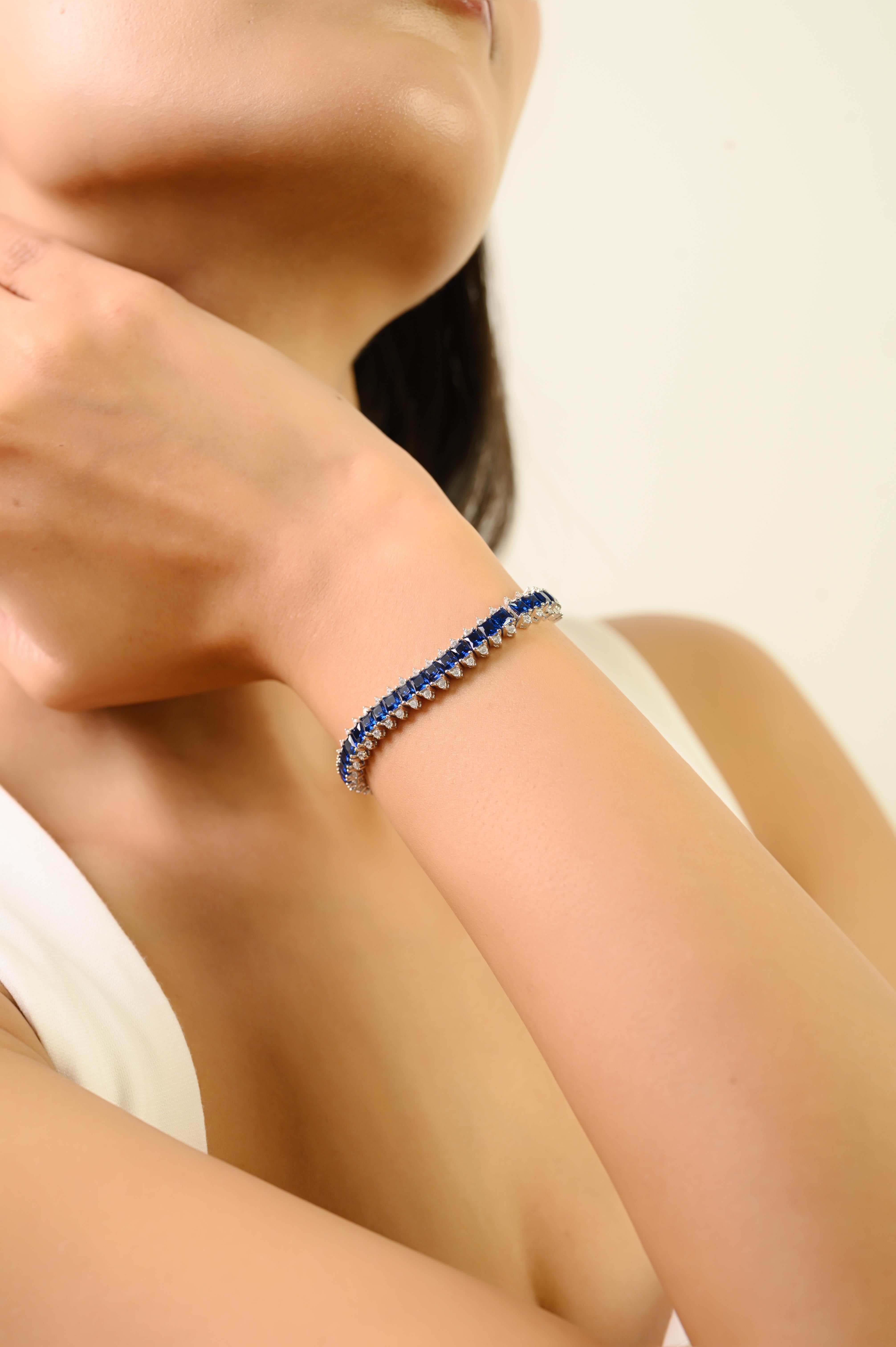 Silvorra Deslumbrante Pulsera de Circonitas Azules y Blancas en Plata de Ley 925 en venta 2