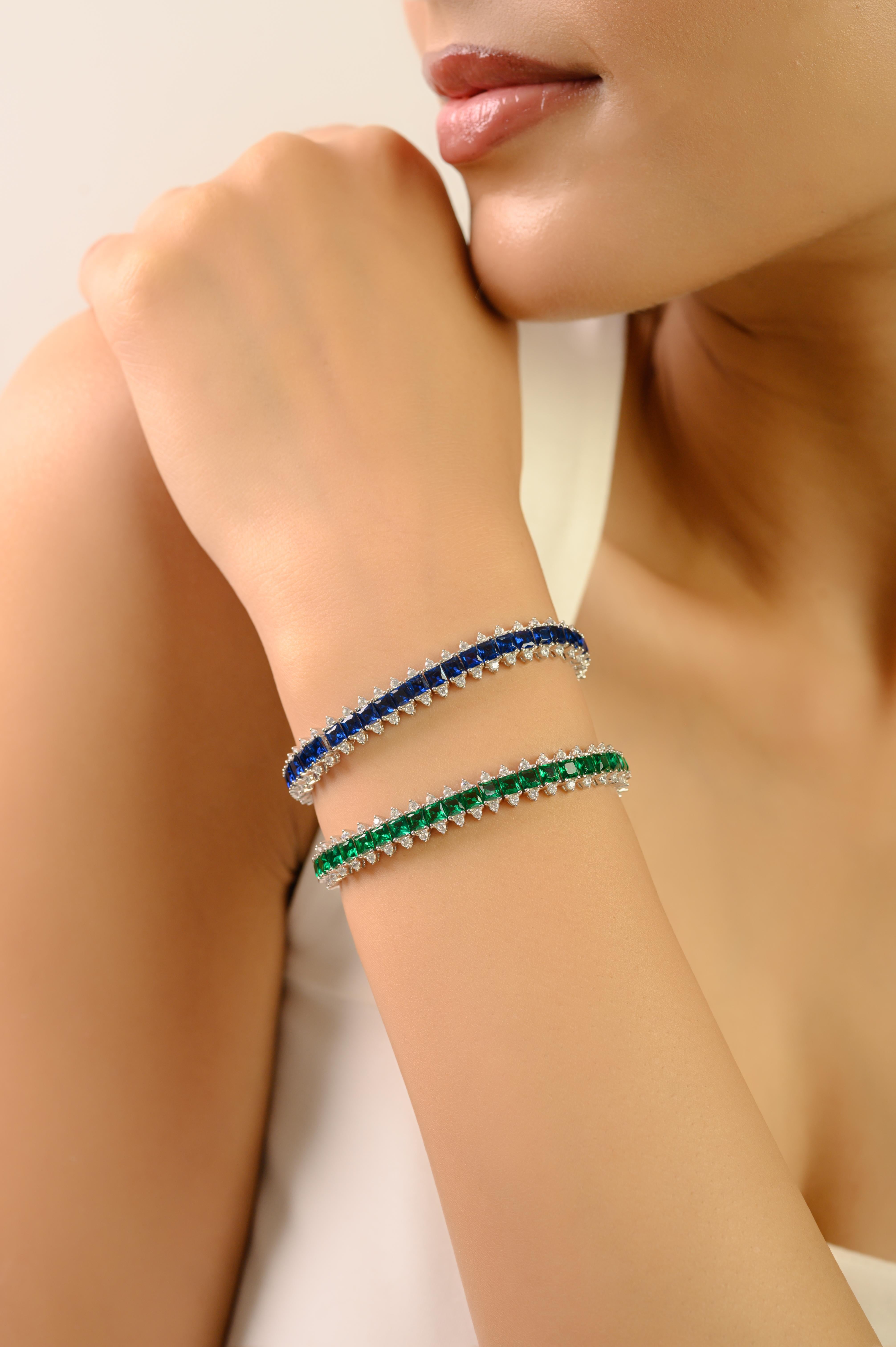 Silvorra Deslumbrante Pulsera de Circonitas Azules y Blancas en Plata de Ley 925 en venta 3