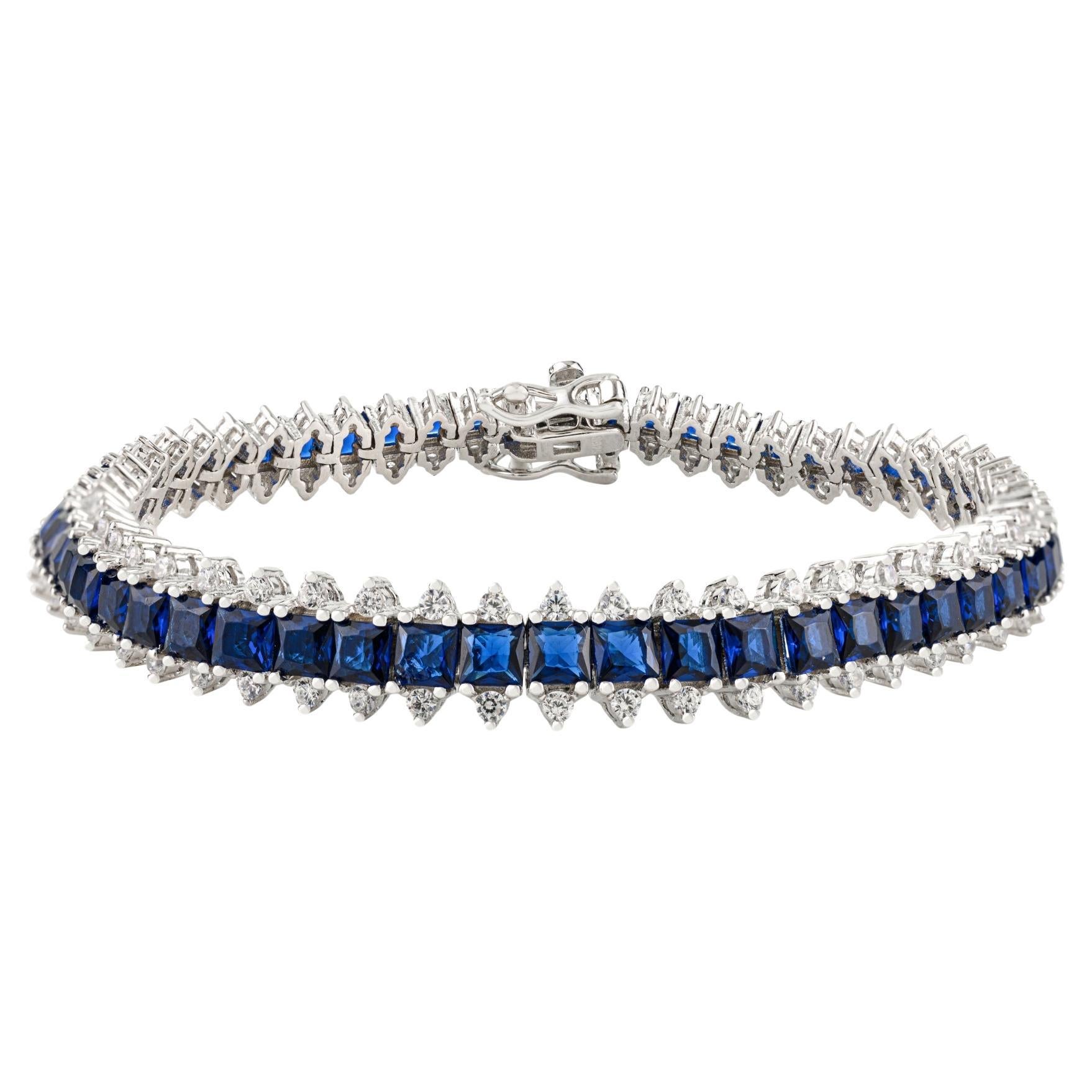 Silvorra Deslumbrante Pulsera de Circonitas Azules y Blancas en Plata de Ley 925 en venta