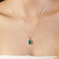 Silvorra Deep Green Onyx Bezel Statement Pendant Fine 925 Silver Fine Jewelery