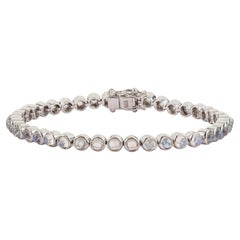 Silvorra Delicate Rainbow Moonstone Tennis Bracelet in Solid Silver Fine Jewelry