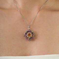 Ciondolo Silvorra Designer in argento 925 con pietre preziose miste da 4,97 carati, perfetto come regalo di compleanno