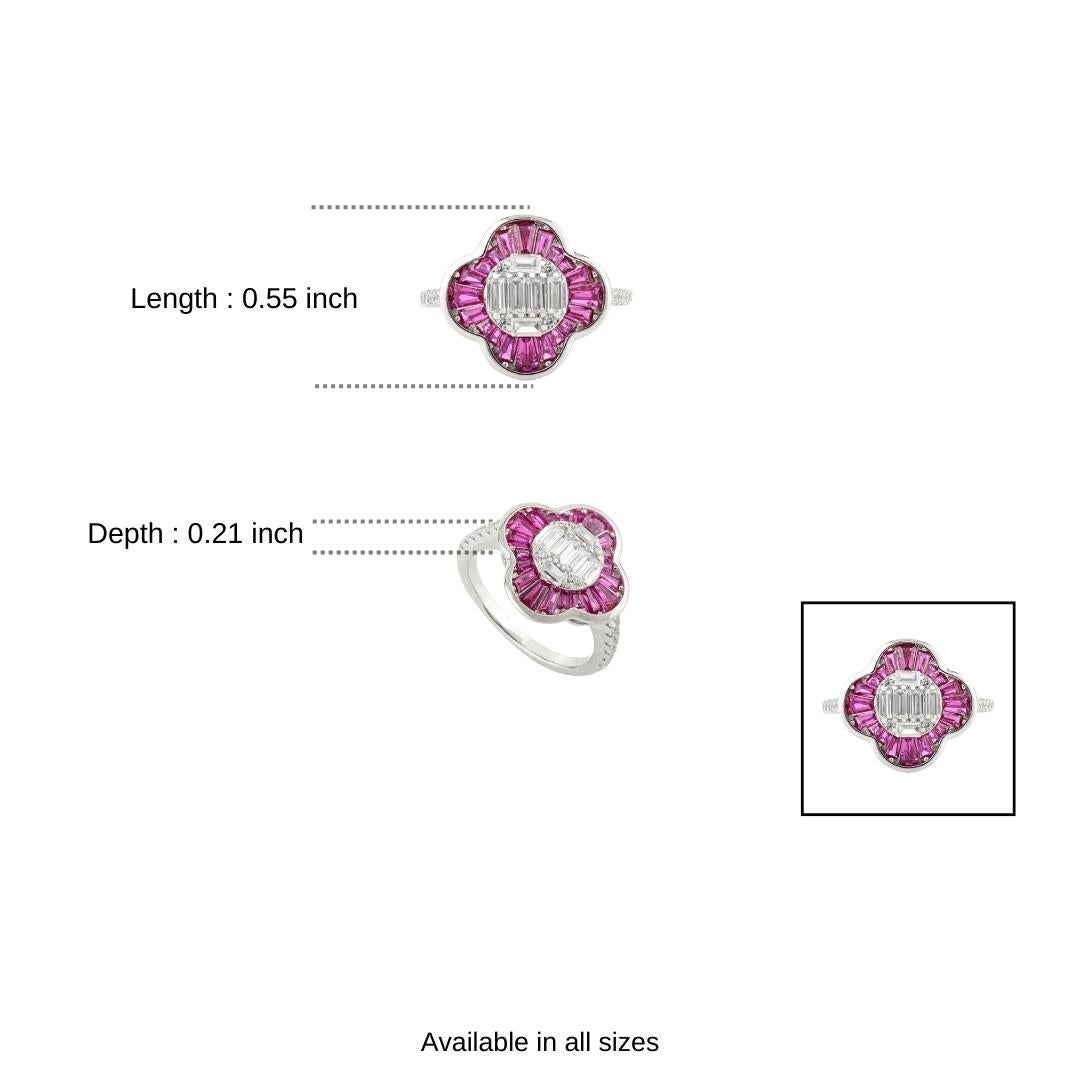 in vendita:  Anello floreale elegante in argento Sterling 925 con zircone rosa e bianco di Silvorra 10
