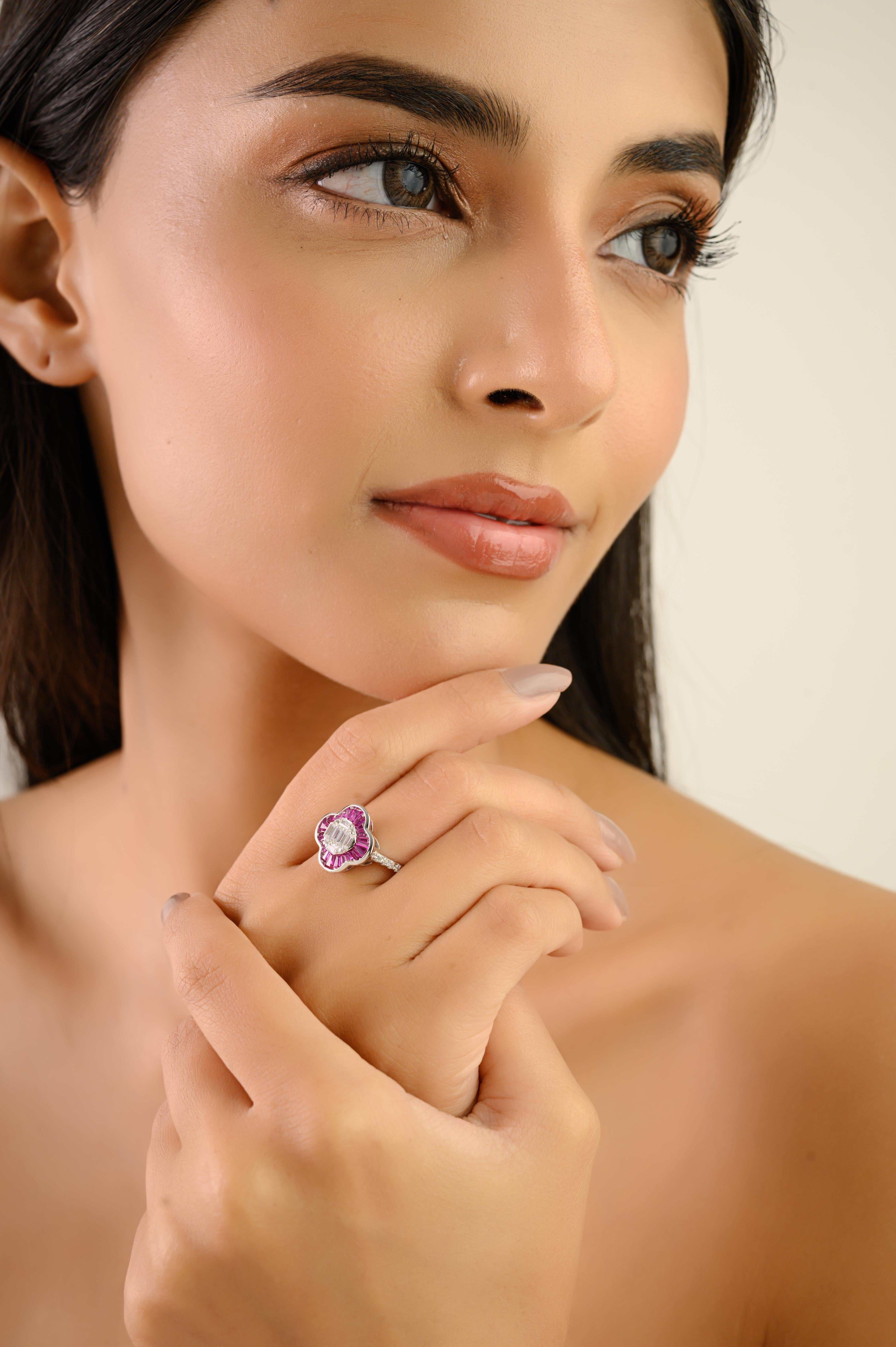 in vendita:  Anello floreale elegante in argento Sterling 925 con zircone rosa e bianco di Silvorra 6