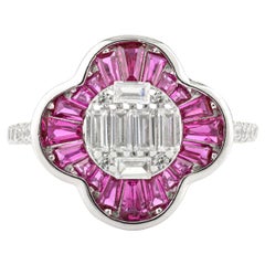 Silvorra Elegant 925 Sterling Silver Floral Ring with Pink 
White Cubic Zircon