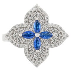 Silvorra Eleg Eleganza in argento 925 con fiori e zirconi blu e bianchi