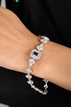 Silvorra Elegant Blue & White Cubic Zirconia Bracelet in 925 Sterling Silver