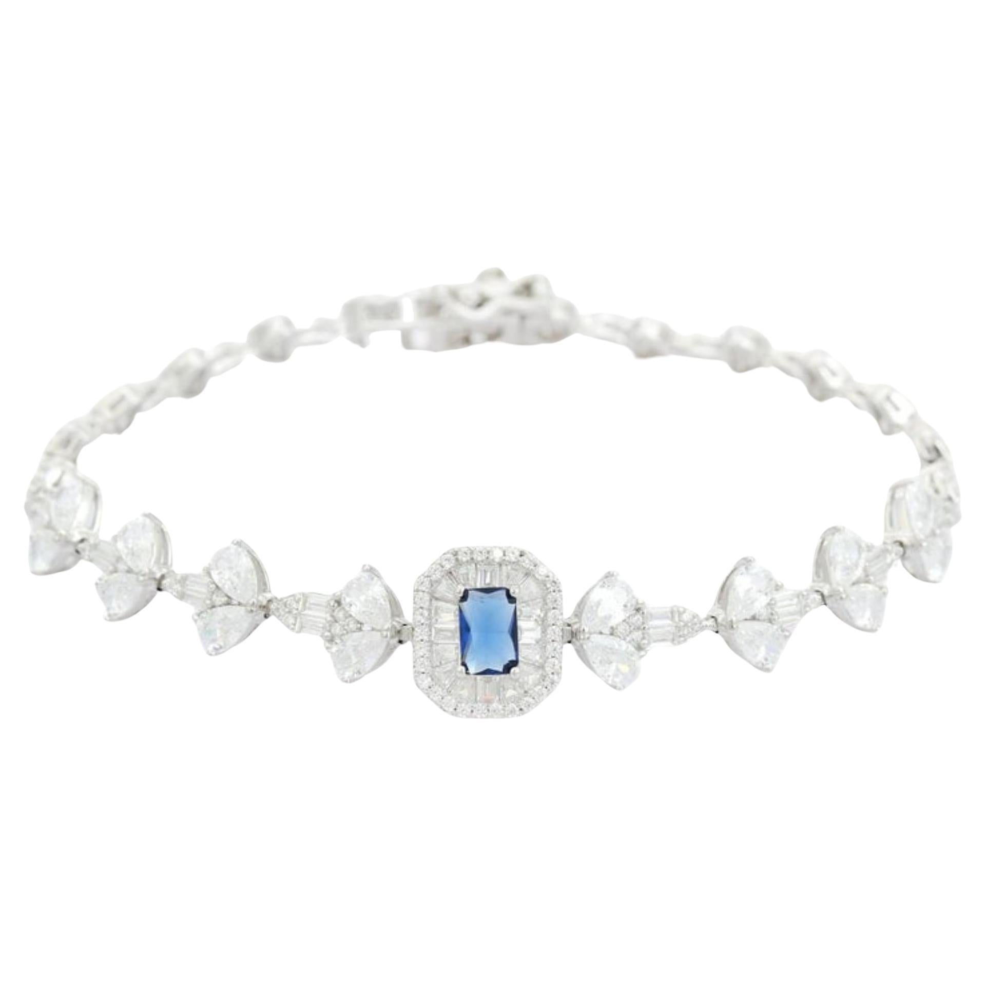 Bracciale Eleg Blue & White Cubic Zirconia in argento 925 di Silvorra in vendita