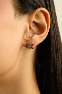 Silvorra Elegant Multicolor Zircon Flower Silver Earrings for Girlfriend Gift (Boucles d'oreilles en argent pour une petite amie)