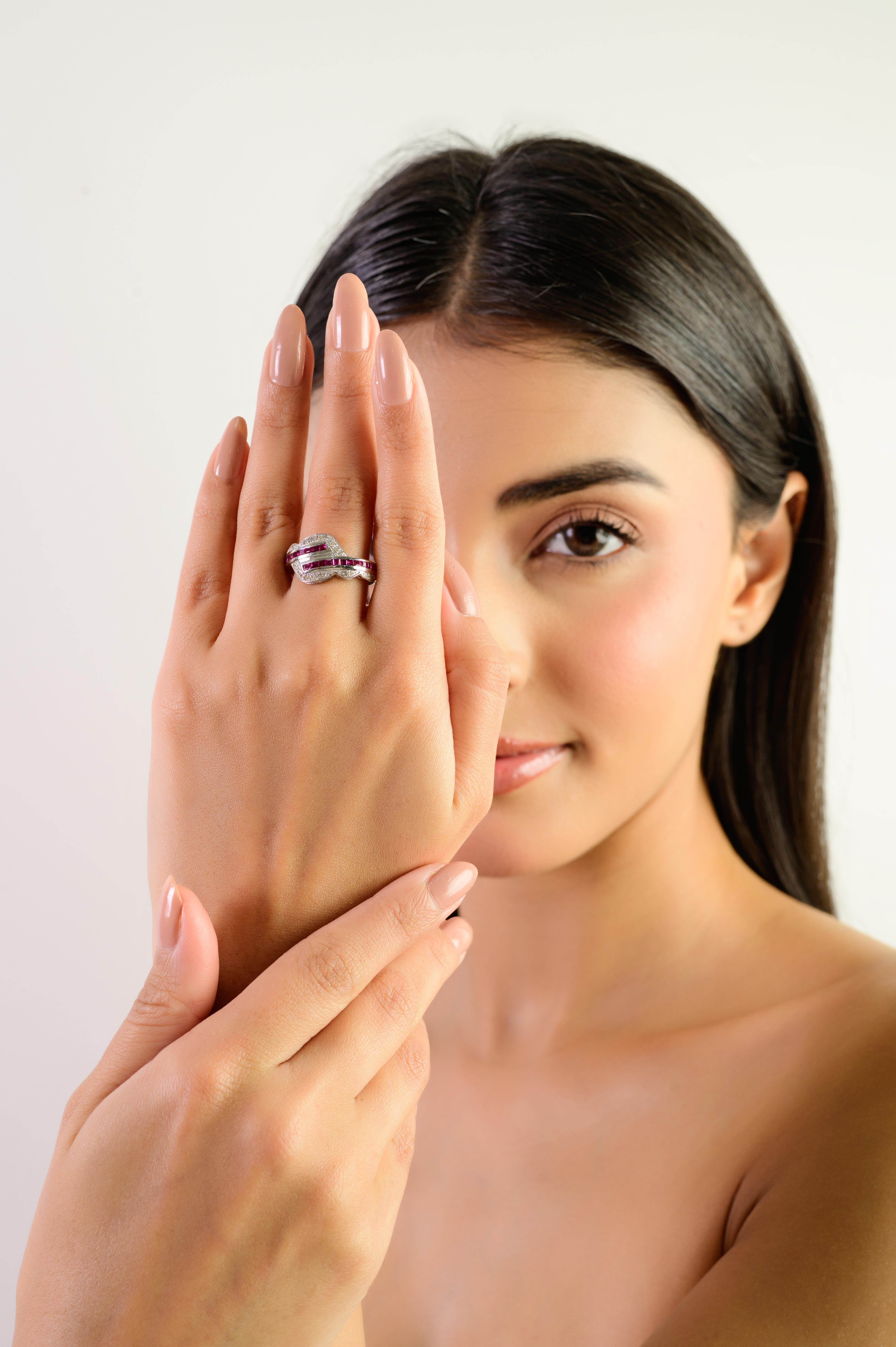 in vendita:  Silvorra Eleg Eleganza, rubino naturale e diamante, anello incrociato in argento 925 8