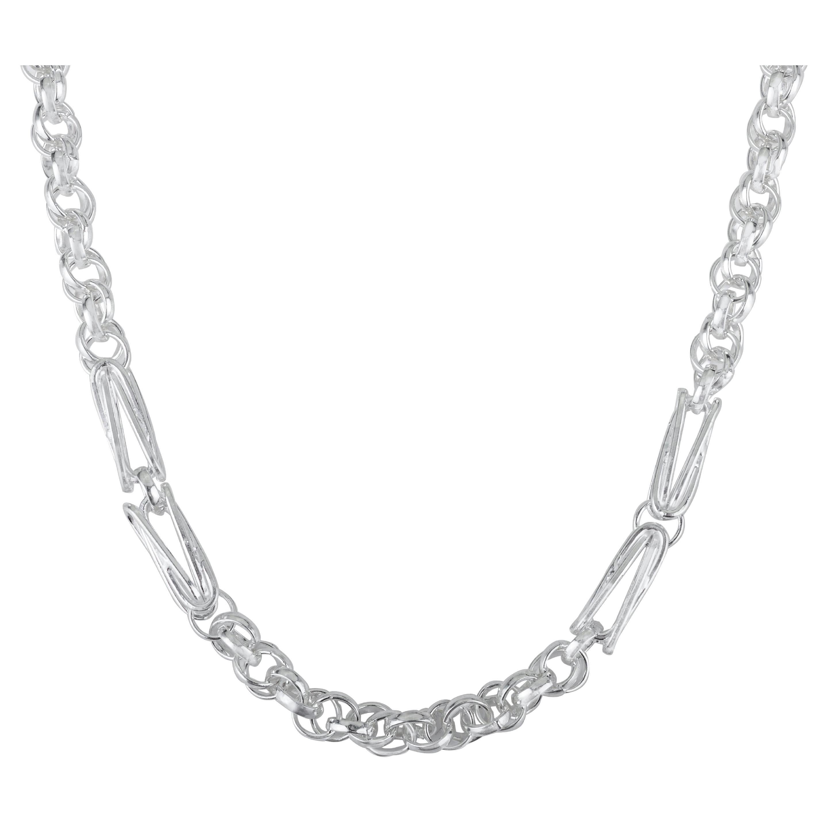 Silvorra Elegante dichiarazione Collana a catena in argento massiccio 925 A Link Gioielli Unisex