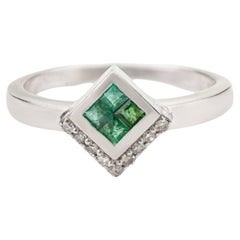 Silvorra Emerald Square Cluster Promise Ring in Sparkling Diamonds Jewelry Gifts Silvorra Emerald Square Cluster Promise Ring in Sparkling Diamonds Jewelry Gifts