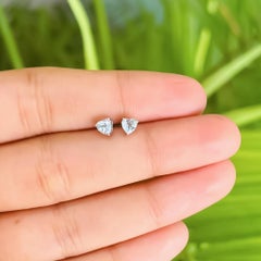 Silvorra Everyday 925 Silver Minimalist Heart Shaped Aquamarine Stud Earrings