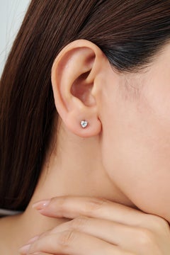Silvorra Everyday 925 Silver Minimalist Heart Shaped Aquamarine Stud Earrings