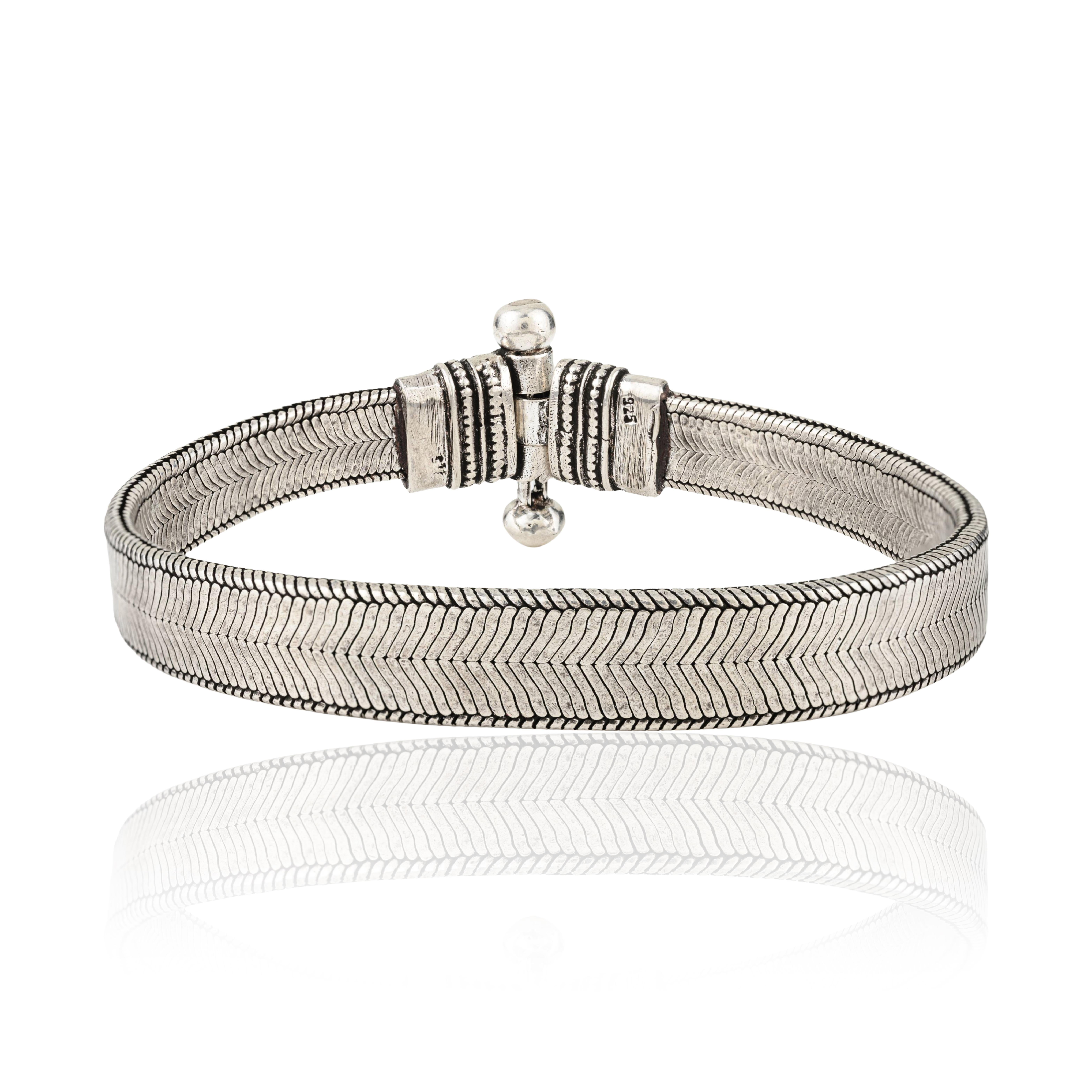 Silvorra Pulsera exclusiva de cadena de serpiente estilo Art Déco en plata de ley 925 Art Decó en venta