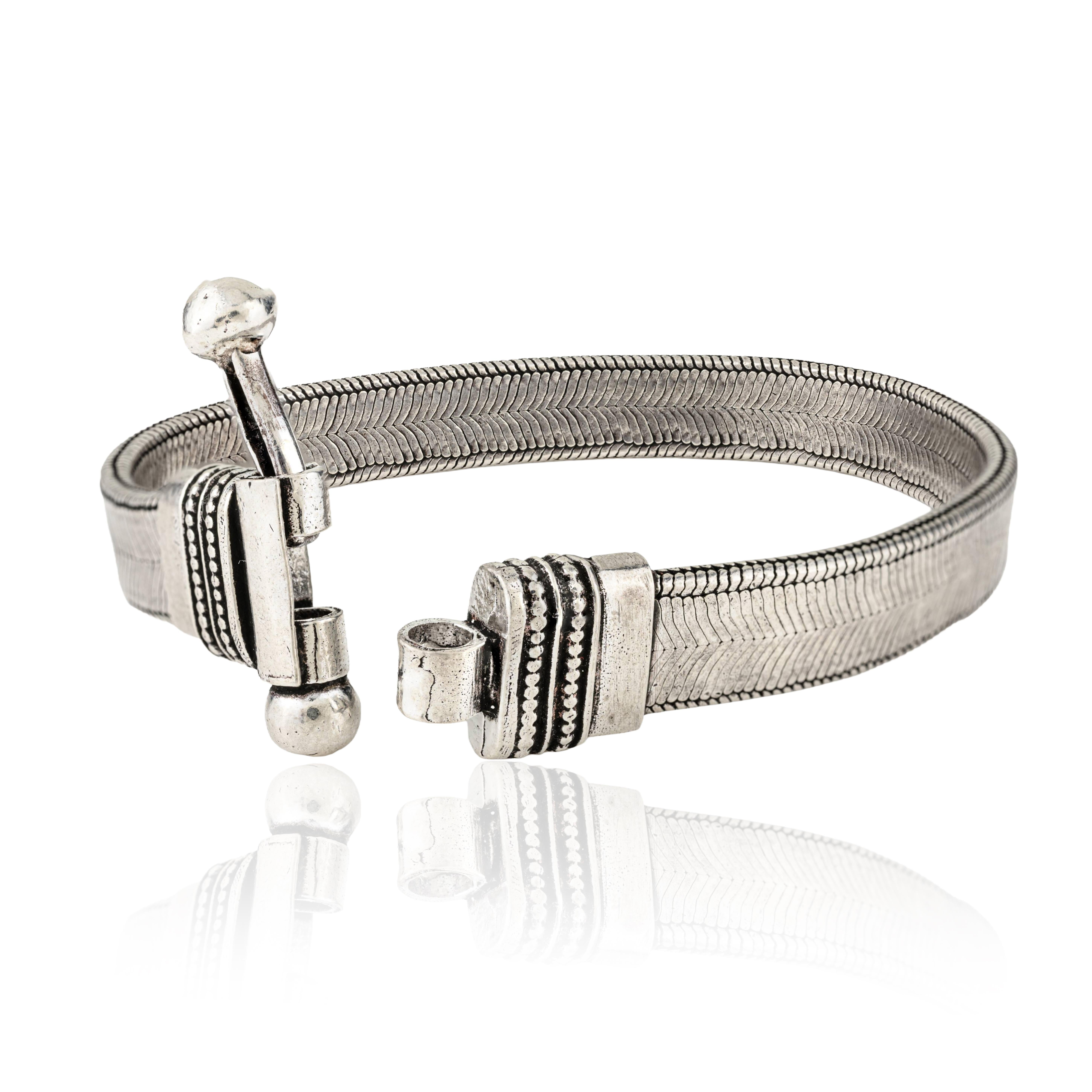 Femenino o masculino Silvorra Pulsera exclusiva de cadena de serpiente estilo Art Déco en plata de ley 925 en venta