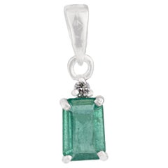 Ciondolo con smeraldo e diamanti in argento Sterling 925 per lei