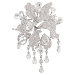 Colgante Broche Convertible Floral Silvorra de Plata 925 con Circonitas Blancas