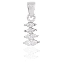 Silvorra Four Stone Graduated Marquise Cut Moissanite Pendant in Sterling Silver