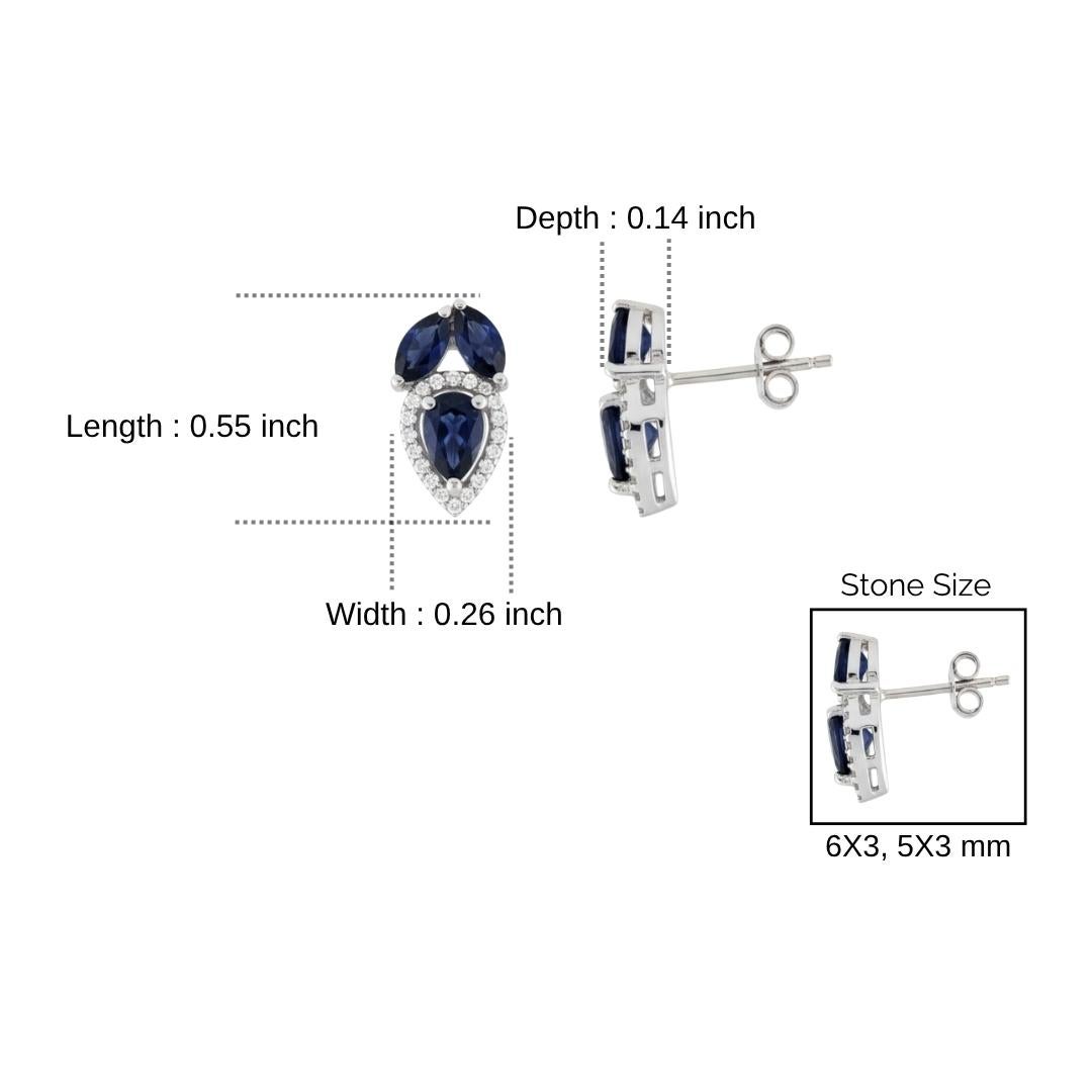 Orecchini a goccia in argento 925 con zaffiro blu e diamante autentico da 2,2 carati di Silvorra in vendita 3