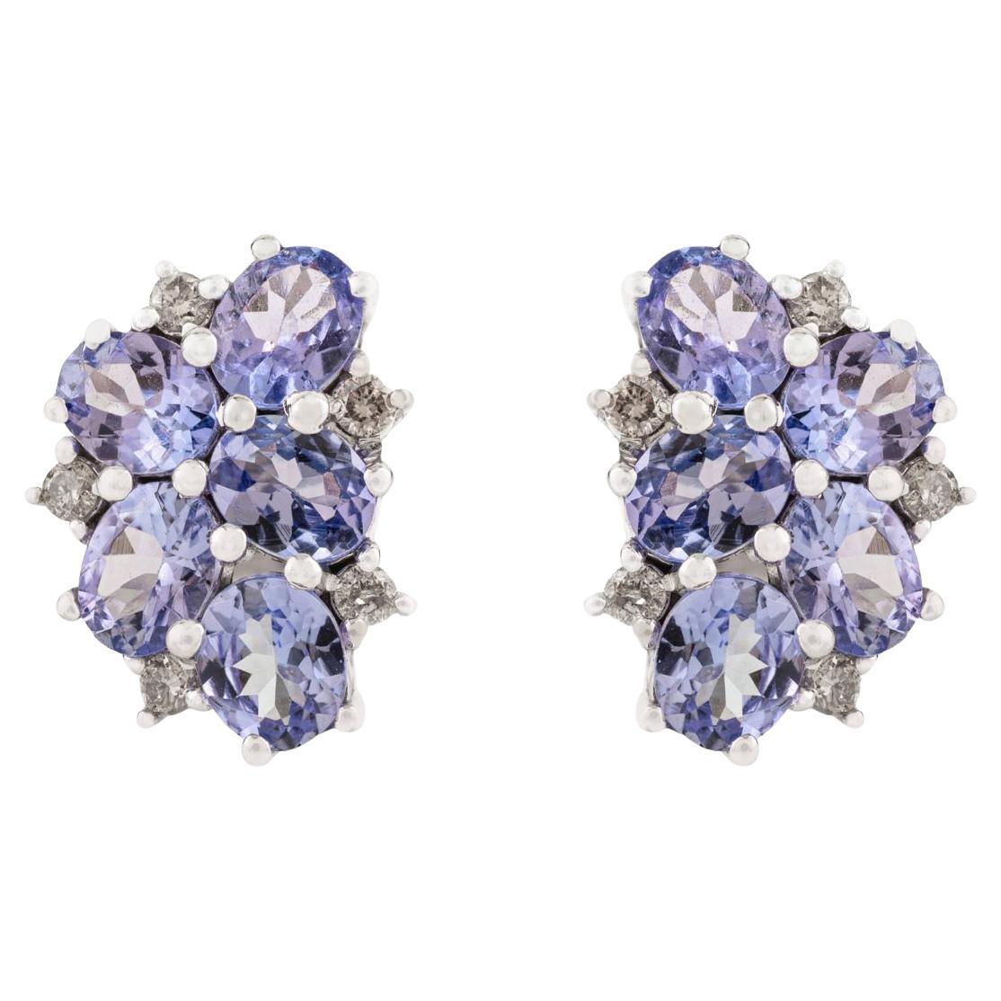 Silvorra - Orecchini a cono floreale con tanzanite e diamanti per donna in vendita