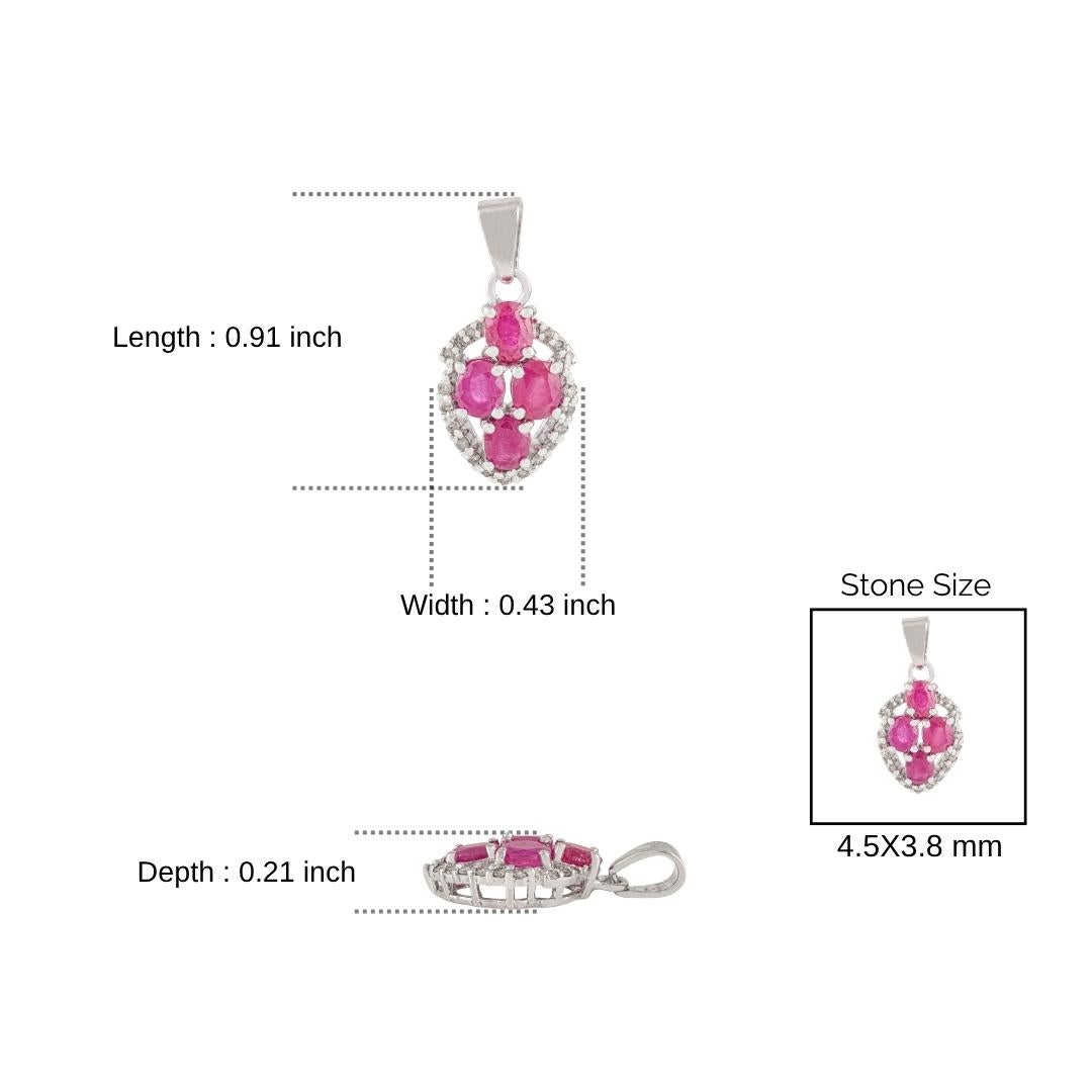 Ciondolo a goccia con diamanti e rubini autentici di Silvorra, in argento 925. in vendita 4