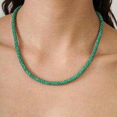 Silvorra Green Onyx Mesh Style Gemstone Rope Eternity Necklace in 925 Silver