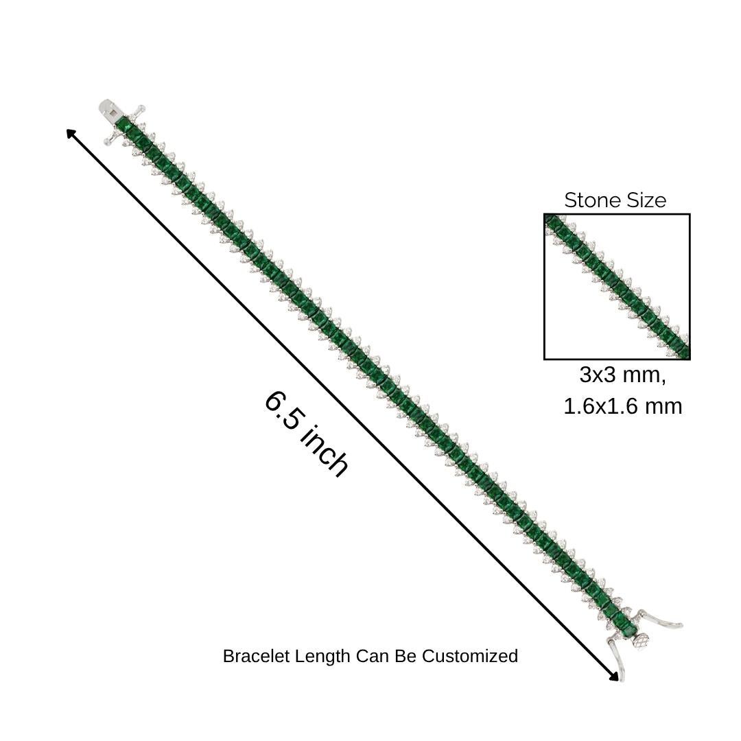 Bracciale tennis con dichiarazione di zirconia cubica verde e bianca di Silvorra in argento 925 in vendita 7