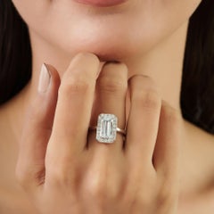 Bague imposante Silvorra, fabriquée à la main, en argent, avec une aquamarine et des diamants en halo totalisant 1,56 carats