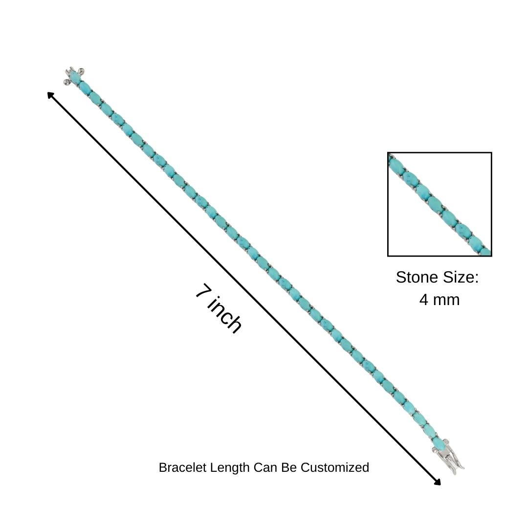 Silvorra Handcrafted 6.77 Ct Türkis Tennis Armband in 925 Sterling Silber im Angebot 5