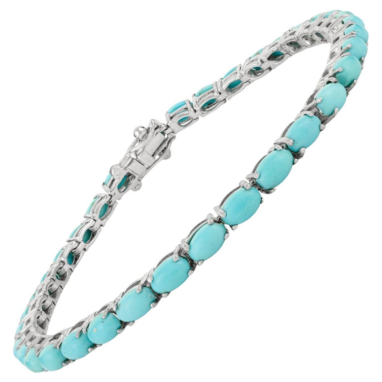 Silvorra Pulsera de tenis artesanal de turquesa de 6,77 qt en plata de ley 925