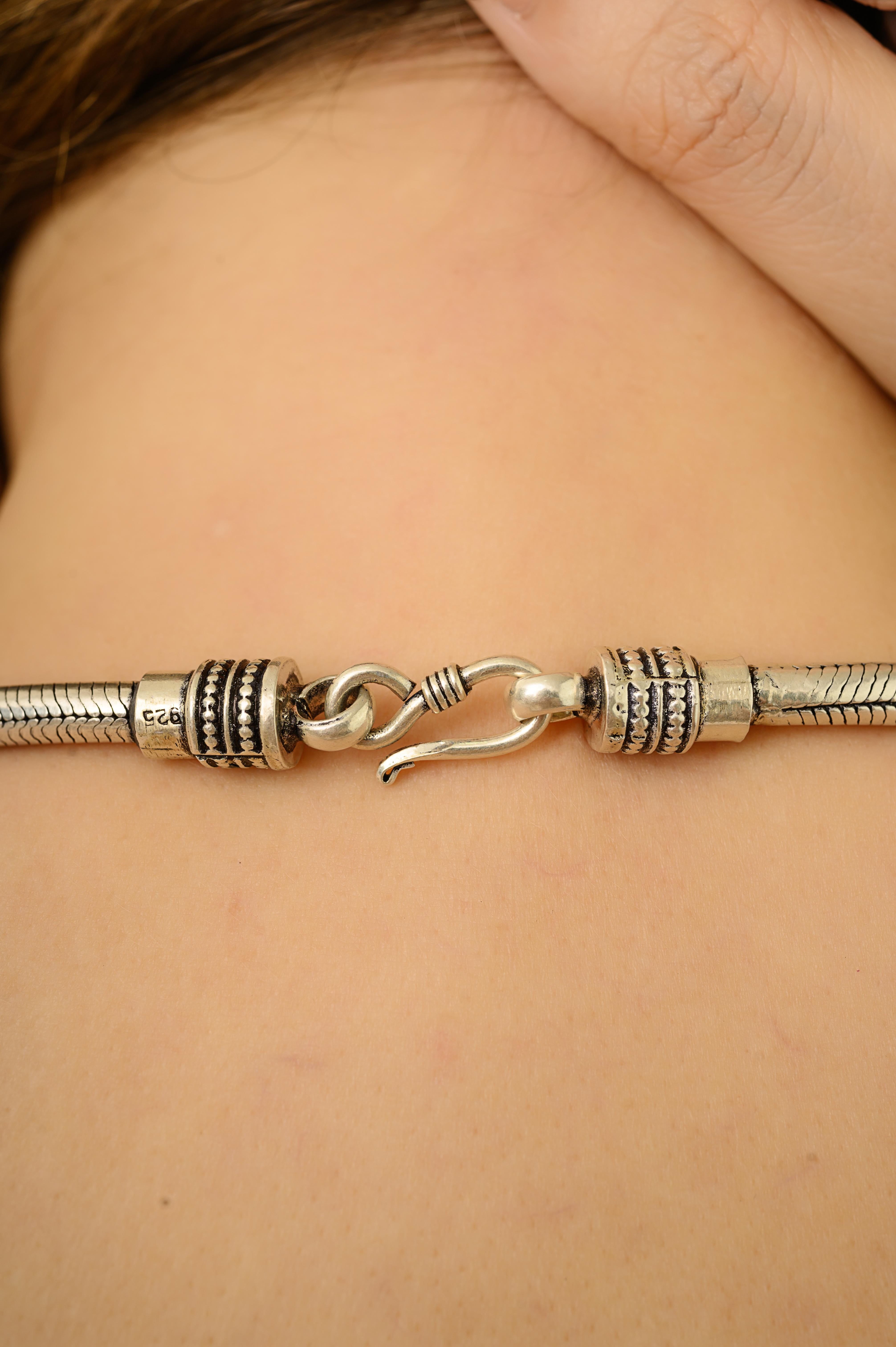 Silvorra Collana a catena con serpente in argento 925 lavorata a mano con chiusura a gancio in vendita 4