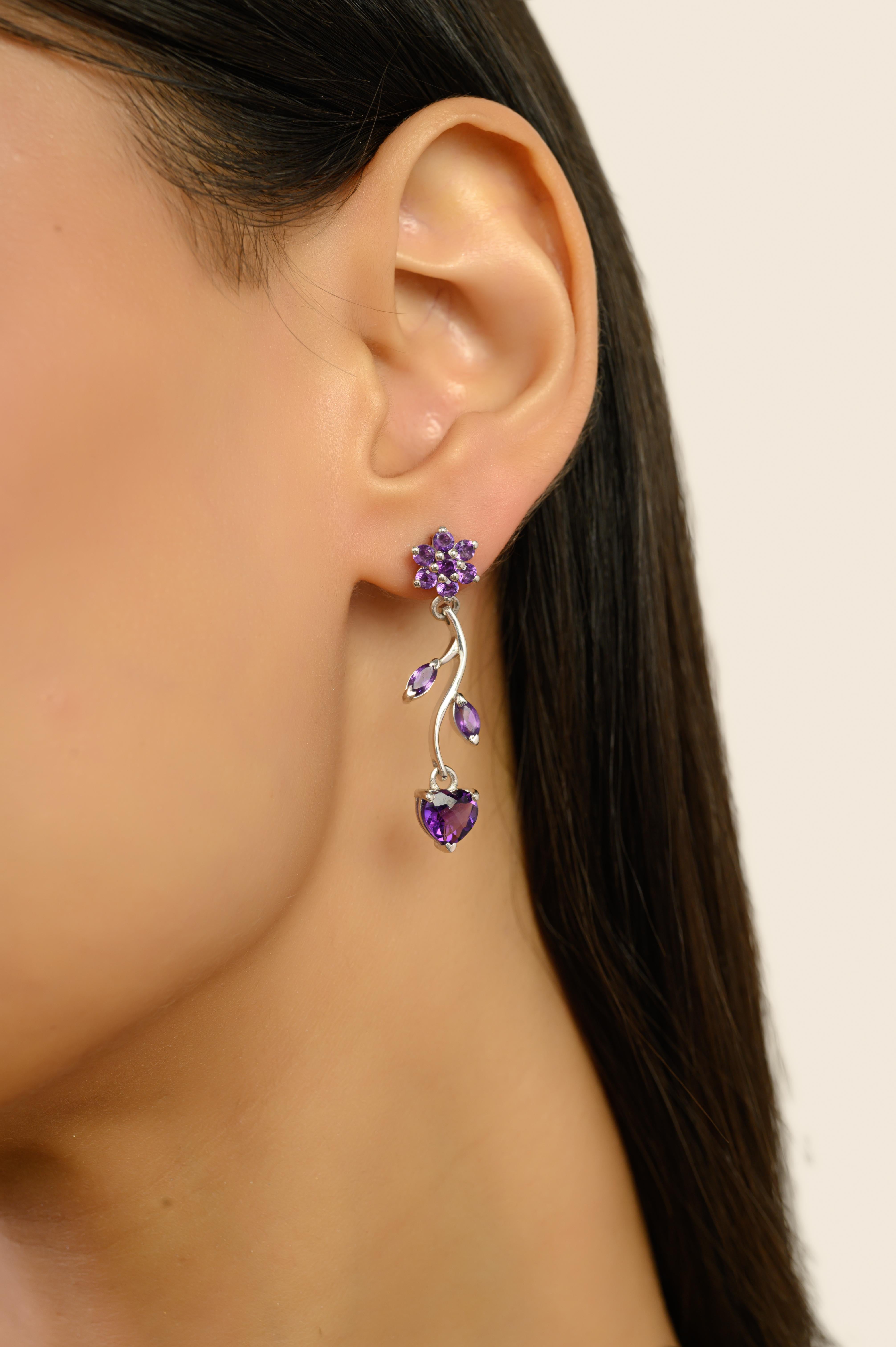Donna Orecchini pendenti con motivo a vite di ametista in argento 925 realizzati a mano da Silvorra in vendita