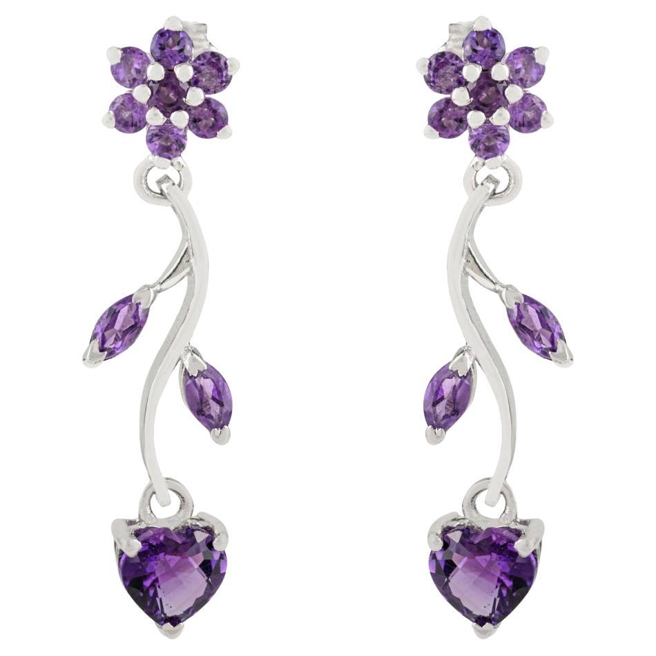 Orecchini pendenti con motivo a vite di ametista in argento 925 realizzati a mano da Silvorra