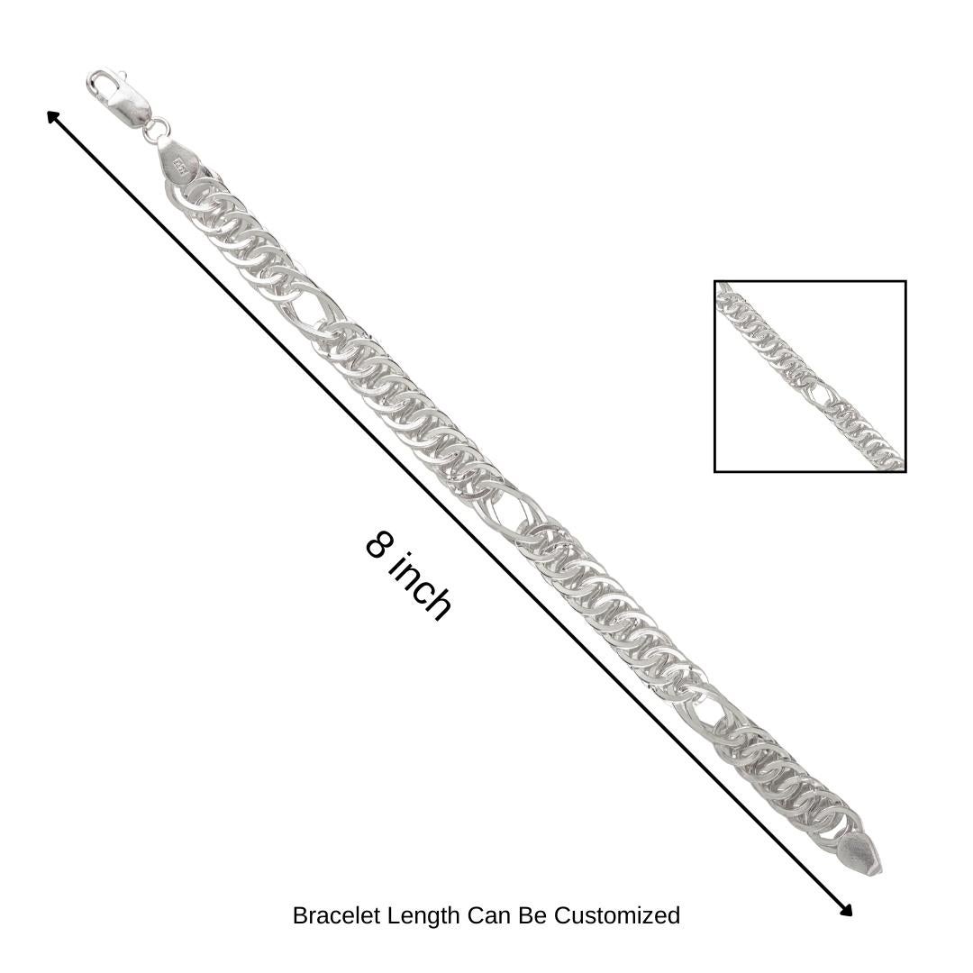 Silvorra Handcrafted Interlinked 925 Sterling Silver Unisex Chain Bracelet For Sale 6