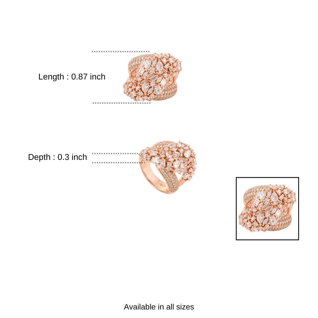 Im Angebot: Silvorra Handcrafted Mixed Shaped CZ Stones Cocktail Ring in 925 massivem Silber () 10