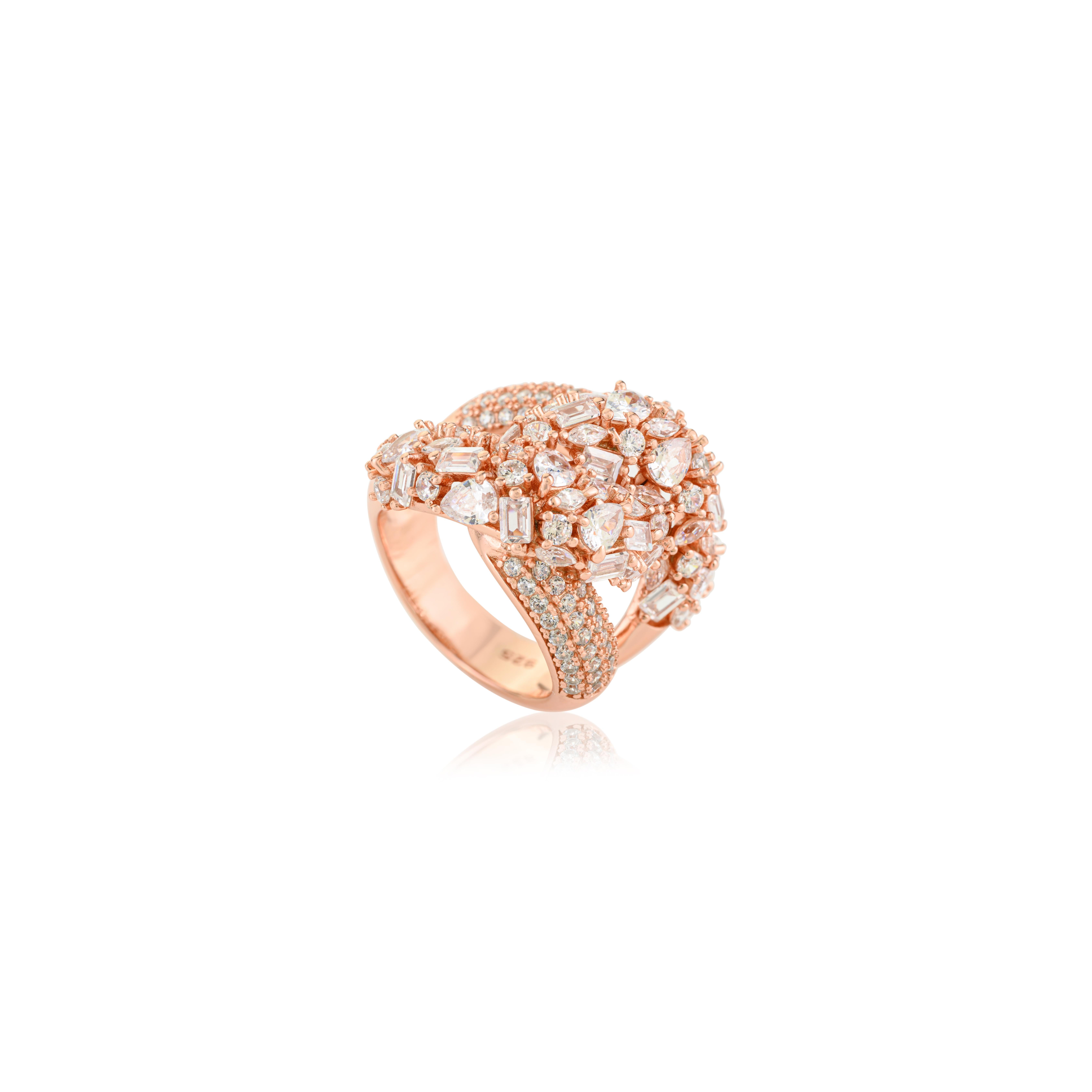 in vendita:  Anello da cocktail con pietre CZ a forma mista in argento massiccio 925 realizzato a mano da Silvorra 2